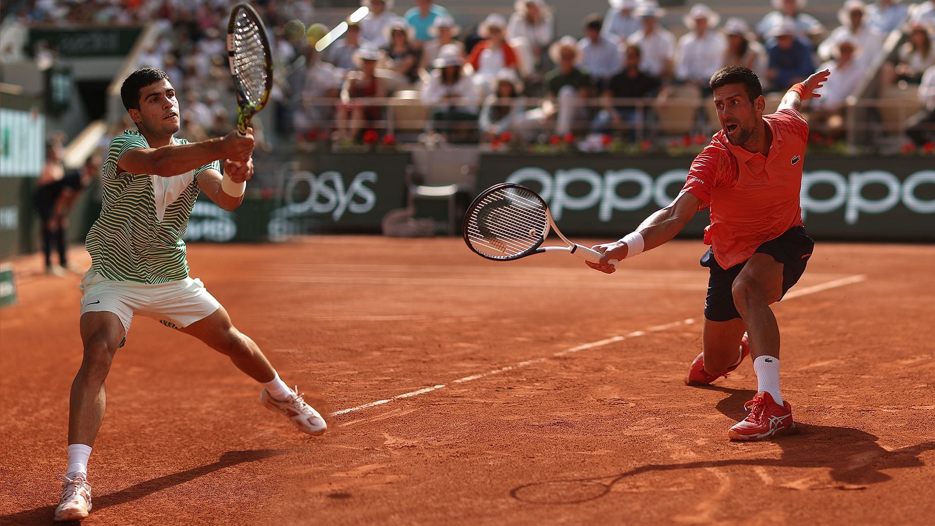 Carlos Alcaraz and Novak Djokovic facing off in the semifinals of the French Open