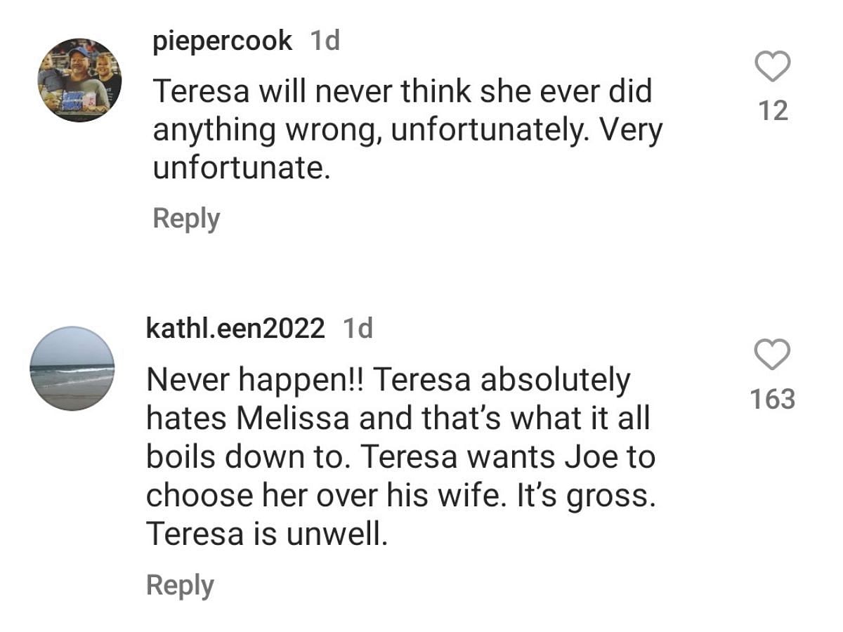 Fans reacted to Bethenny Frankel&#039;s perspective on Teresa Giudice and Joe Gorga&#039;s feud (Image via Twitter)