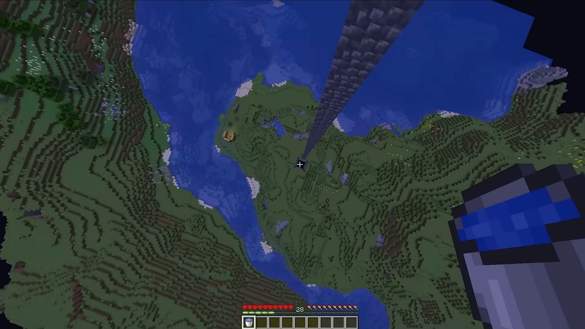 Minecraft Redditor made a world record after successfully clutching a water bucket MLG from 150,000-block height (Image via YouTube/Blucubed)