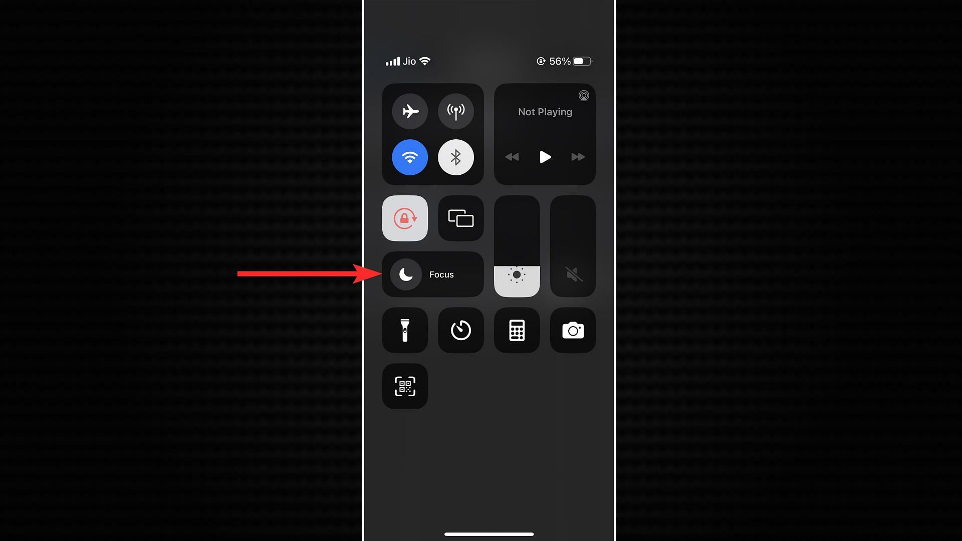 Tap and hold Focus from iPhone&#039;s Control Center (Image via Sportskeeda)