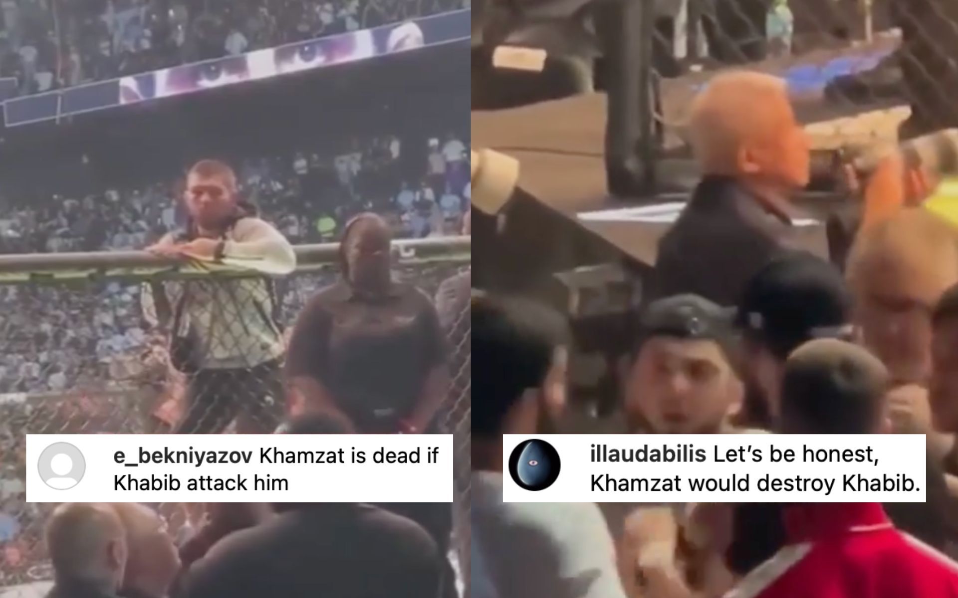 Khabib Nurmagomedov (left) and Khamzat Chimaev (right). [via Instagram @top.g.club]