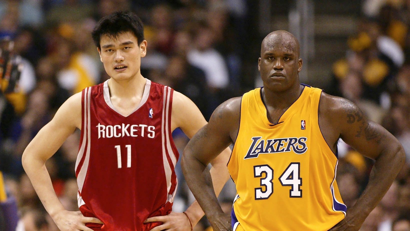 The 7-foot-6 Yao Ming [L] was taller than most NBA players during his time.