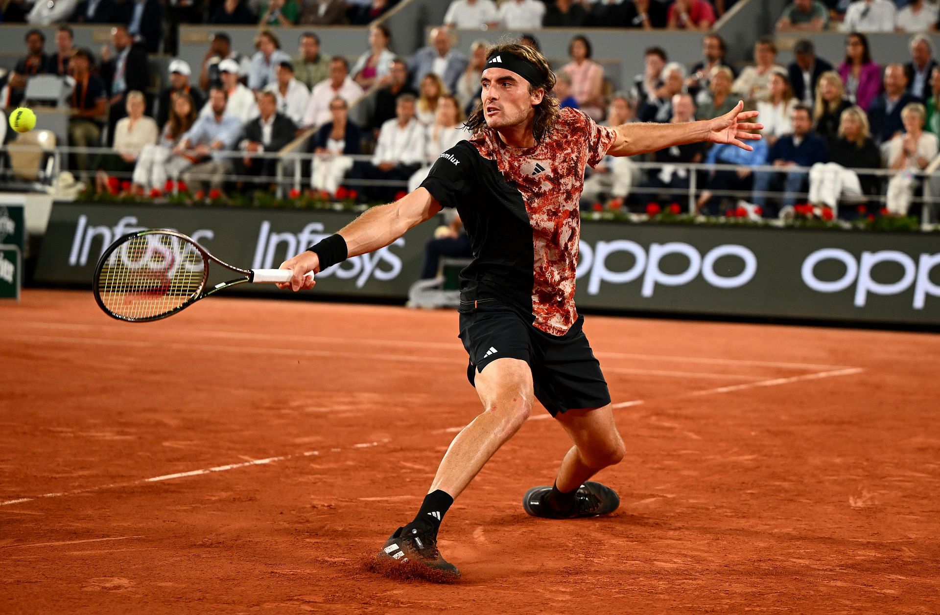 Stefanos Tsitsipas in action at French Open
