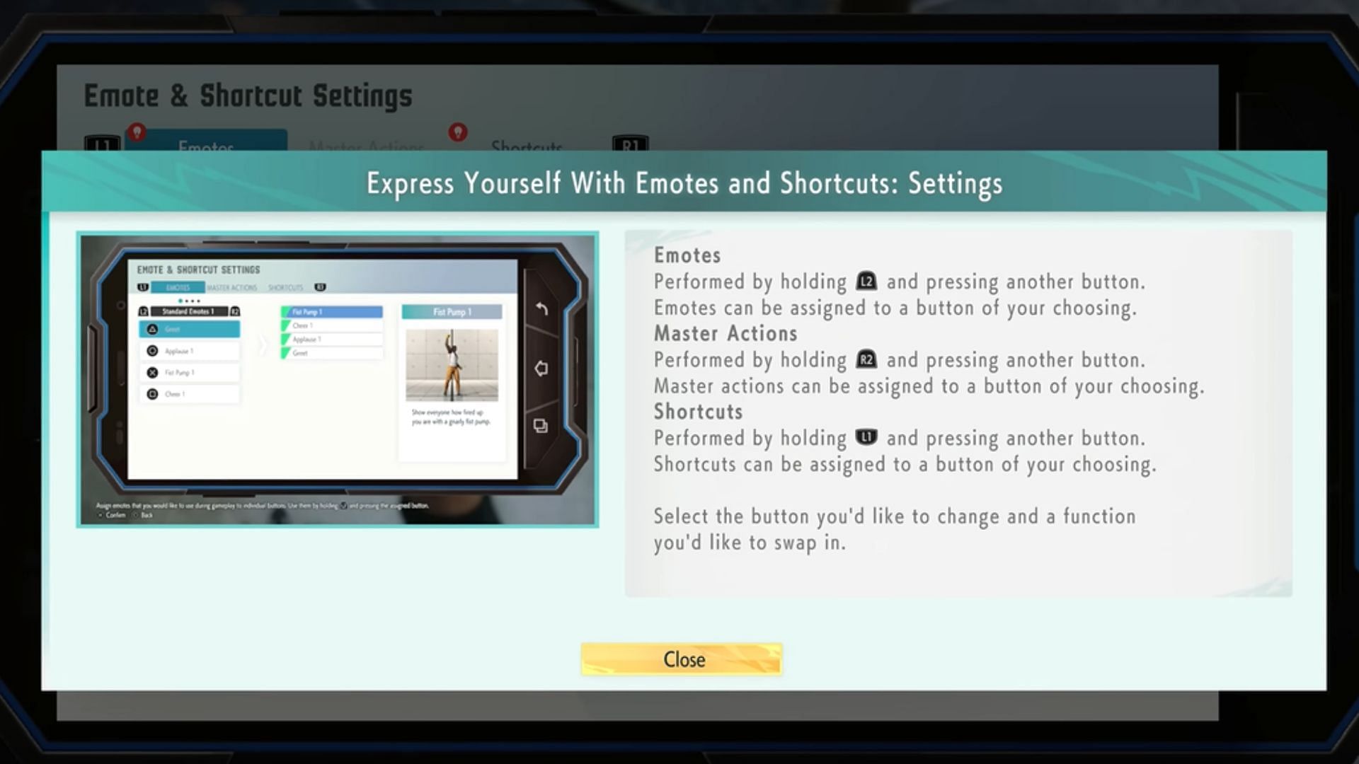 Emotes and Shortcut Settings (Image via Capcom)
