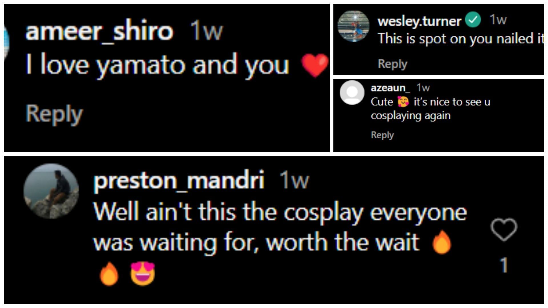 Comments on Jami&#039;s cosplay (Image via Instagram user @smf_frieza)