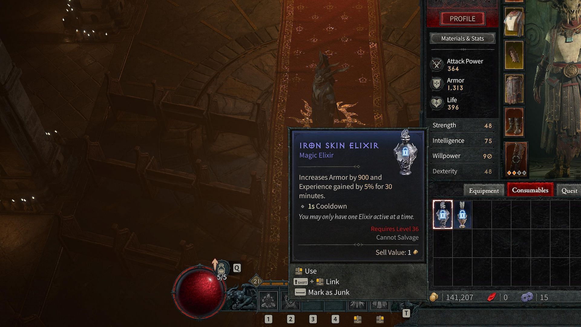 This elixir grants armor to the player (Image via Diablo 4)