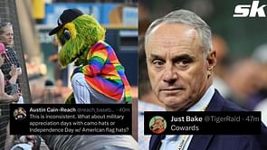 Baseball fans agitated by Rob Manfred and MLB trying to limit the on-field celebration of Pride Night: "What about Military Appreciation Days?"