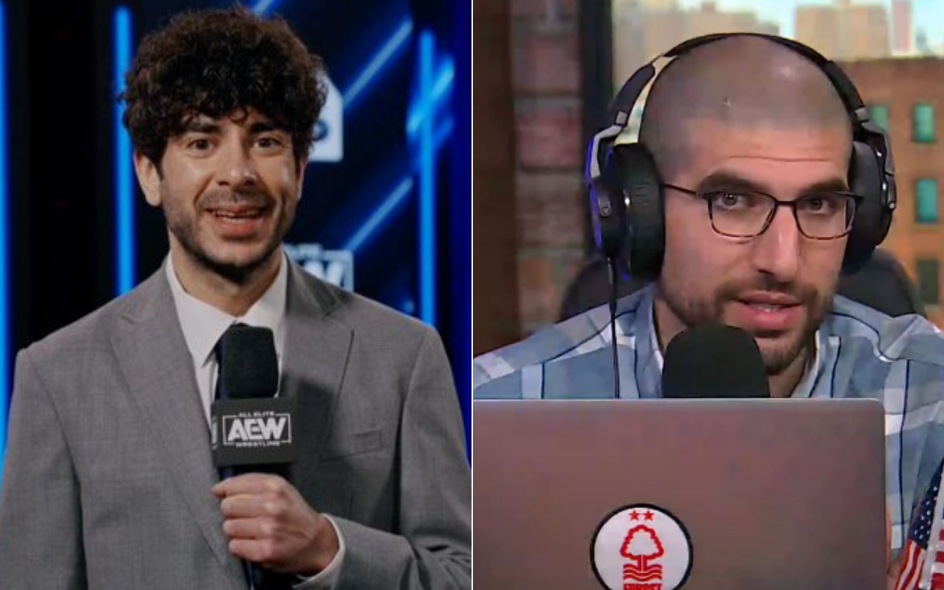 Tony Khan [Left], and Ariel Helwani [Right] [Photo credit: @AEW - Twitter, and MMAFightingonSBN - YouTube]