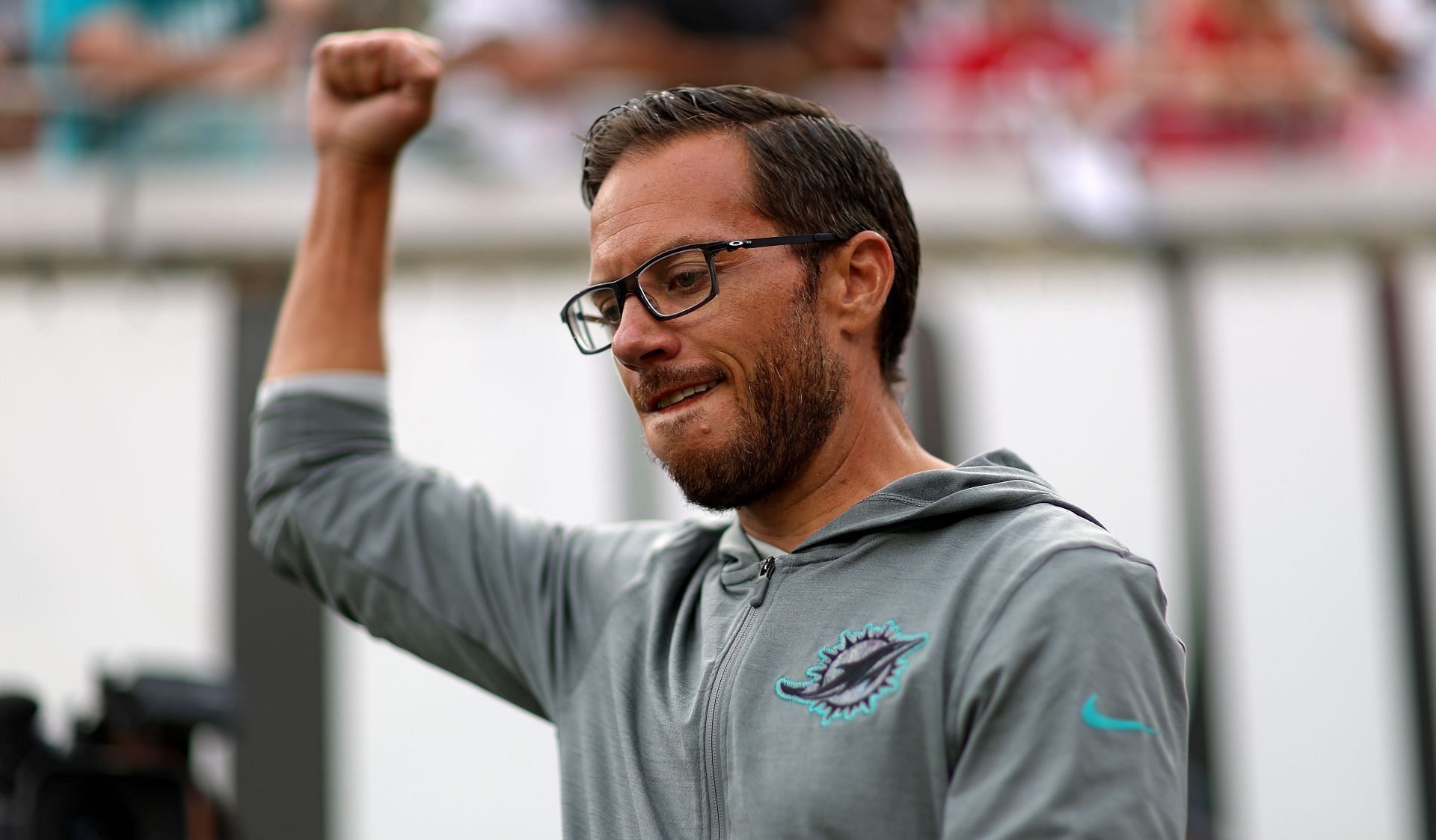 Mike McDaniel during Miami Dolphins v Tampa Bay Buccaneers