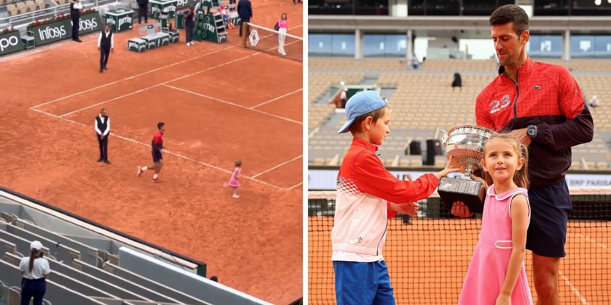 Novak Djokovic enjoys time with his family after winning the French Open on Sunday.
