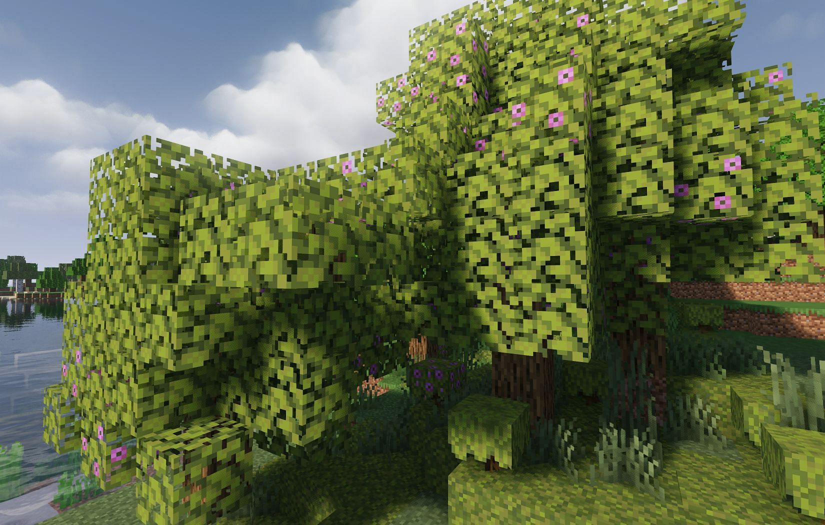 Beautiful Azalea trees (Image via Mojang)