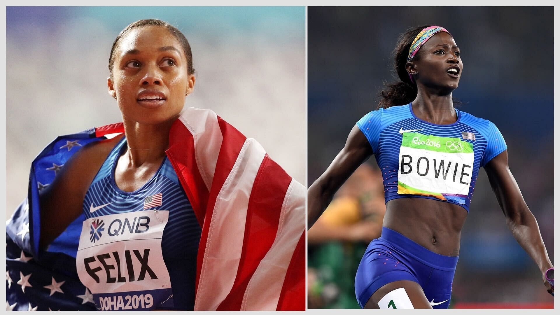 American athletes Allyson Felix and Tori Bowie