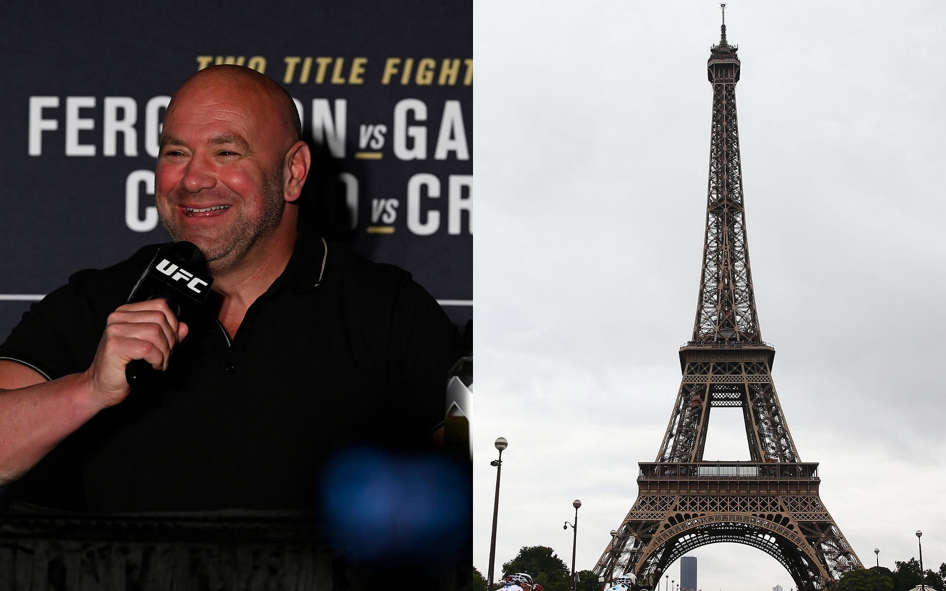 Dana White (left) and The Eiffel Tower (right) (Image credits Getty Images)
