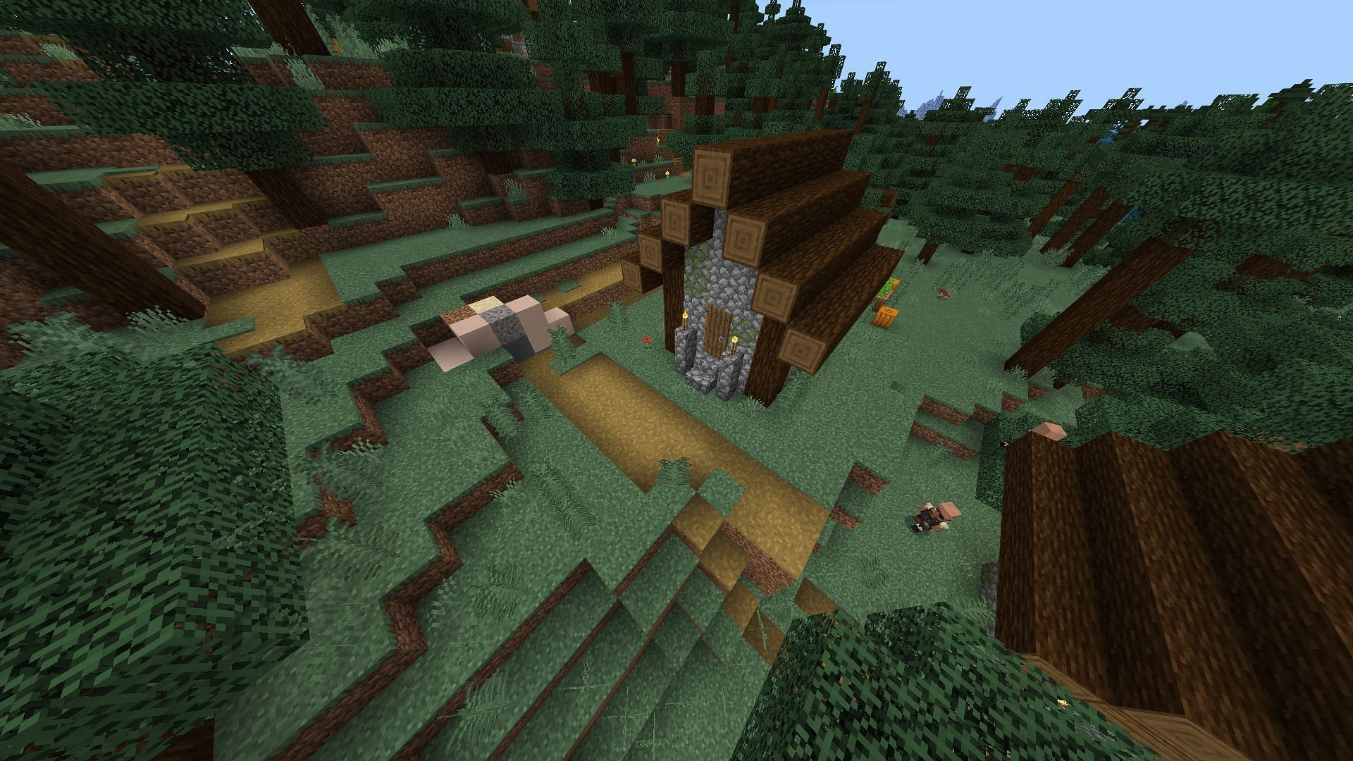 Multiple villages in this seed have adjacent trail ruins prime to be excavated (Image via Mojang)