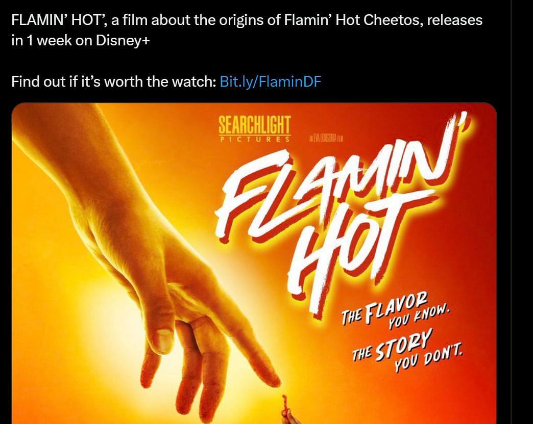 Discussing Films&#039; post about Flaming Hot (Image via Twitter)