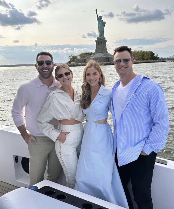 Justin Verlander and Gerrit Cole enjoying and sharing their love of baseball  with their sweet kids! 💙⚾️🧡 #Astros #Yankees 📷 Captured by…