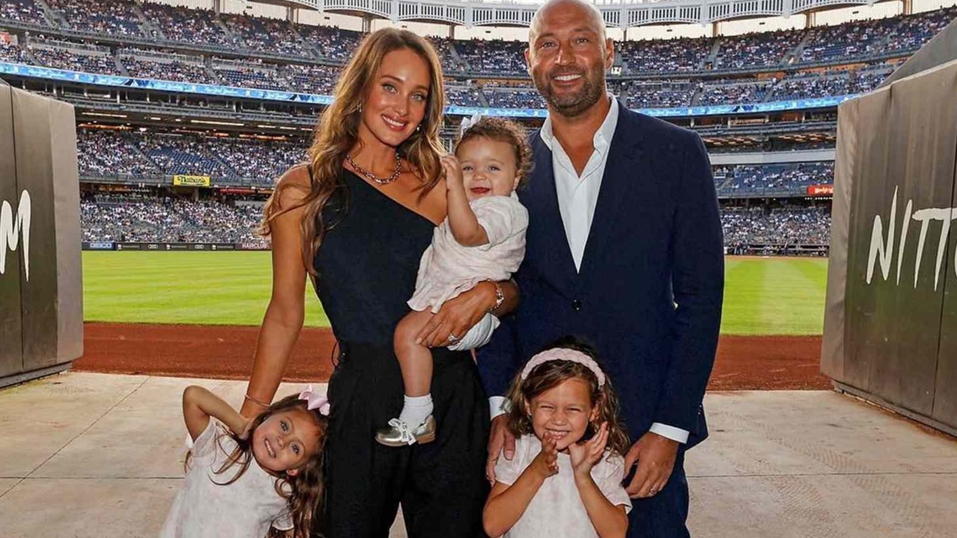 Derek Jeter and his wife Hannah with kids.