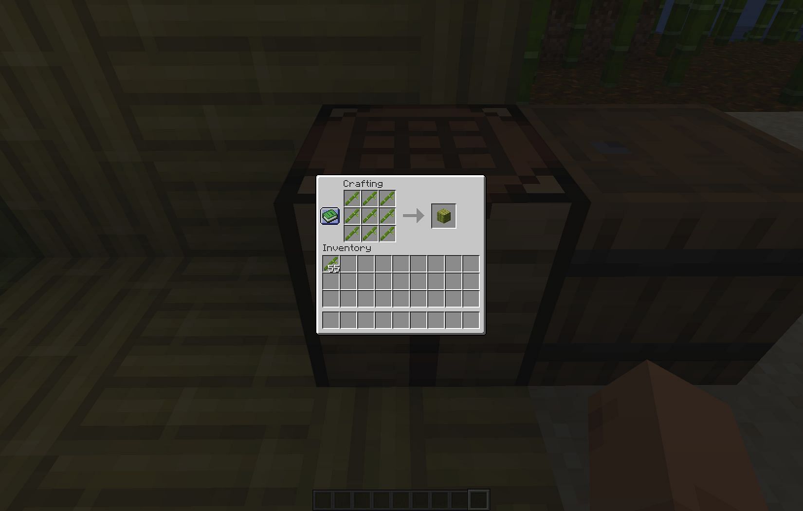 Fill your crafting grid to make one bamboo block (Image via Mojang)