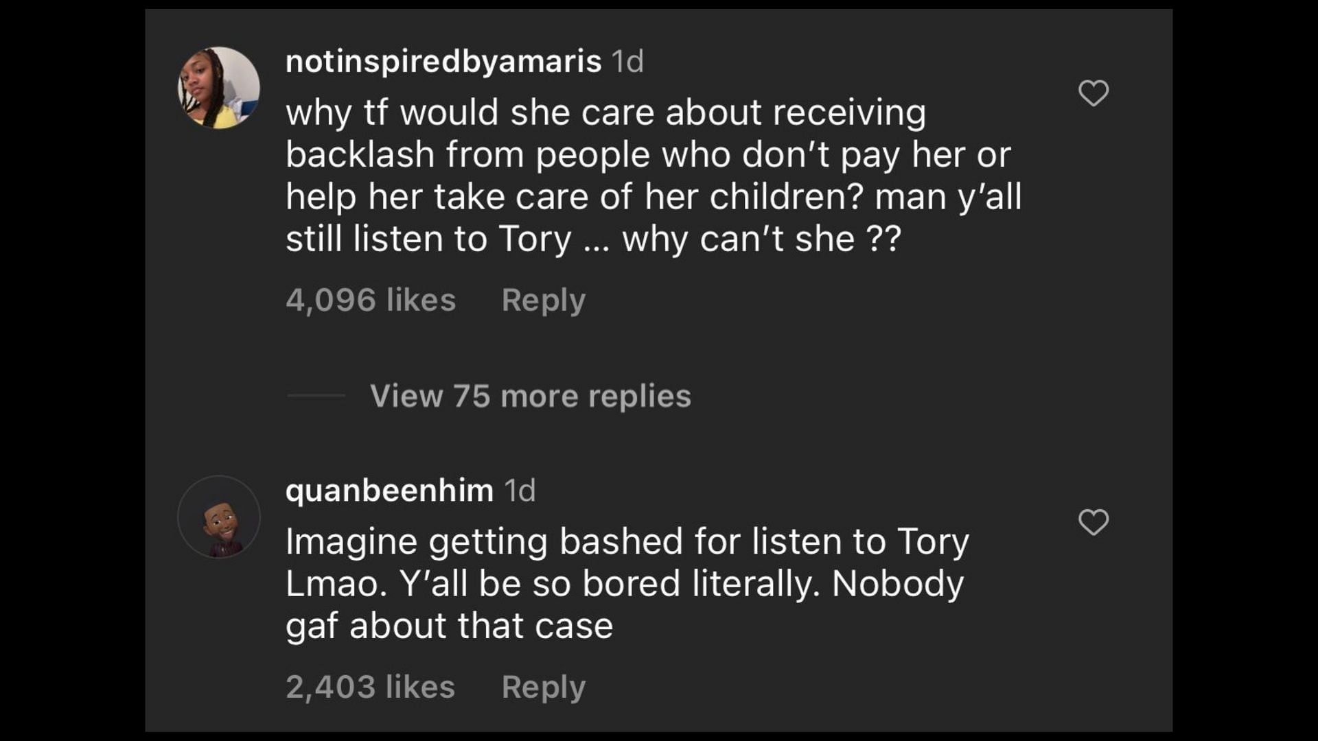 Screenshot of internet users remarking on Jenner playing Tory Lanez&#039;s unreleased song. (Photo via @TheShadeRoom/Instagram)