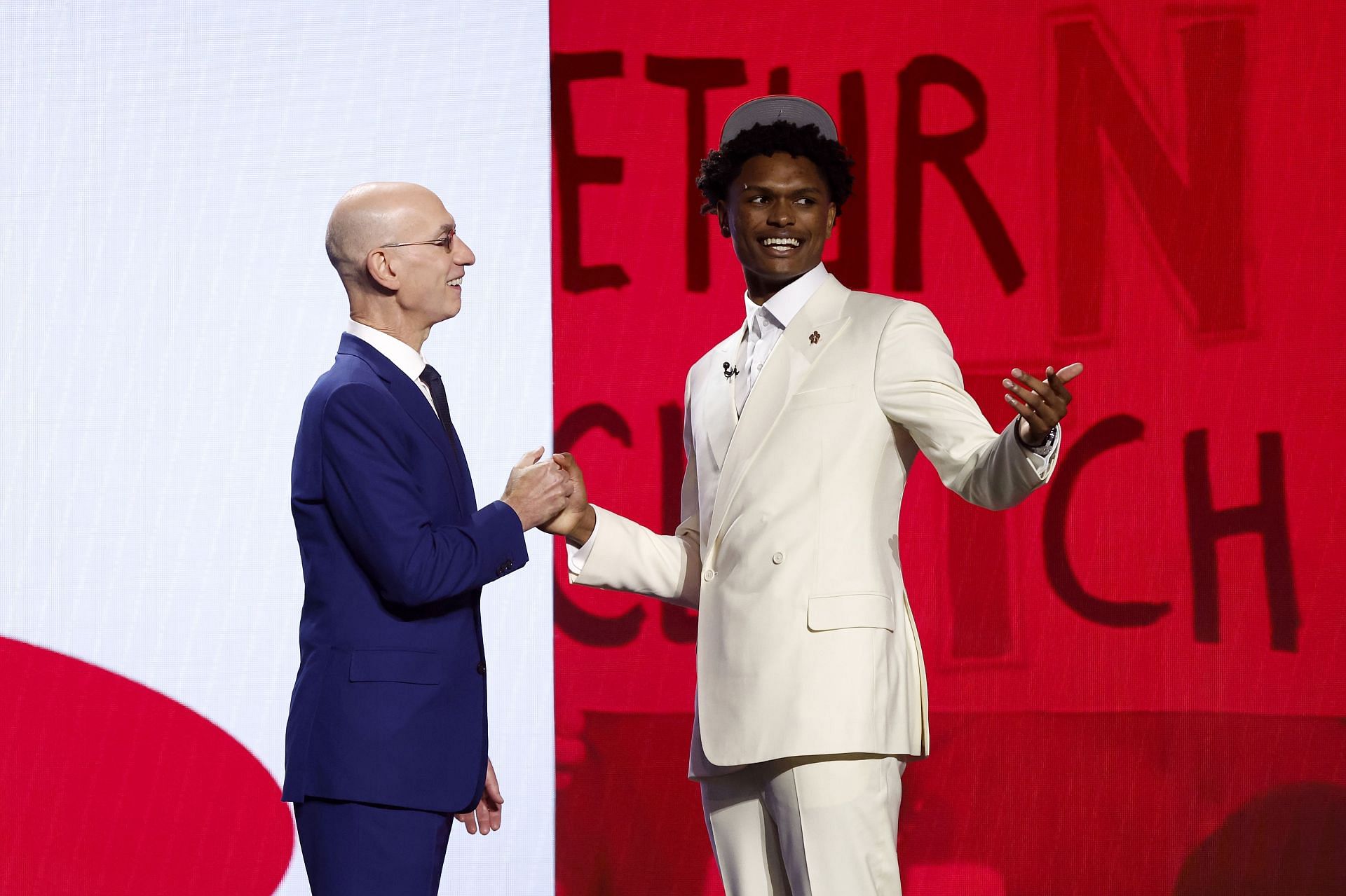 Adam Silver and Amen Thompson at the 2023 NBA Draft