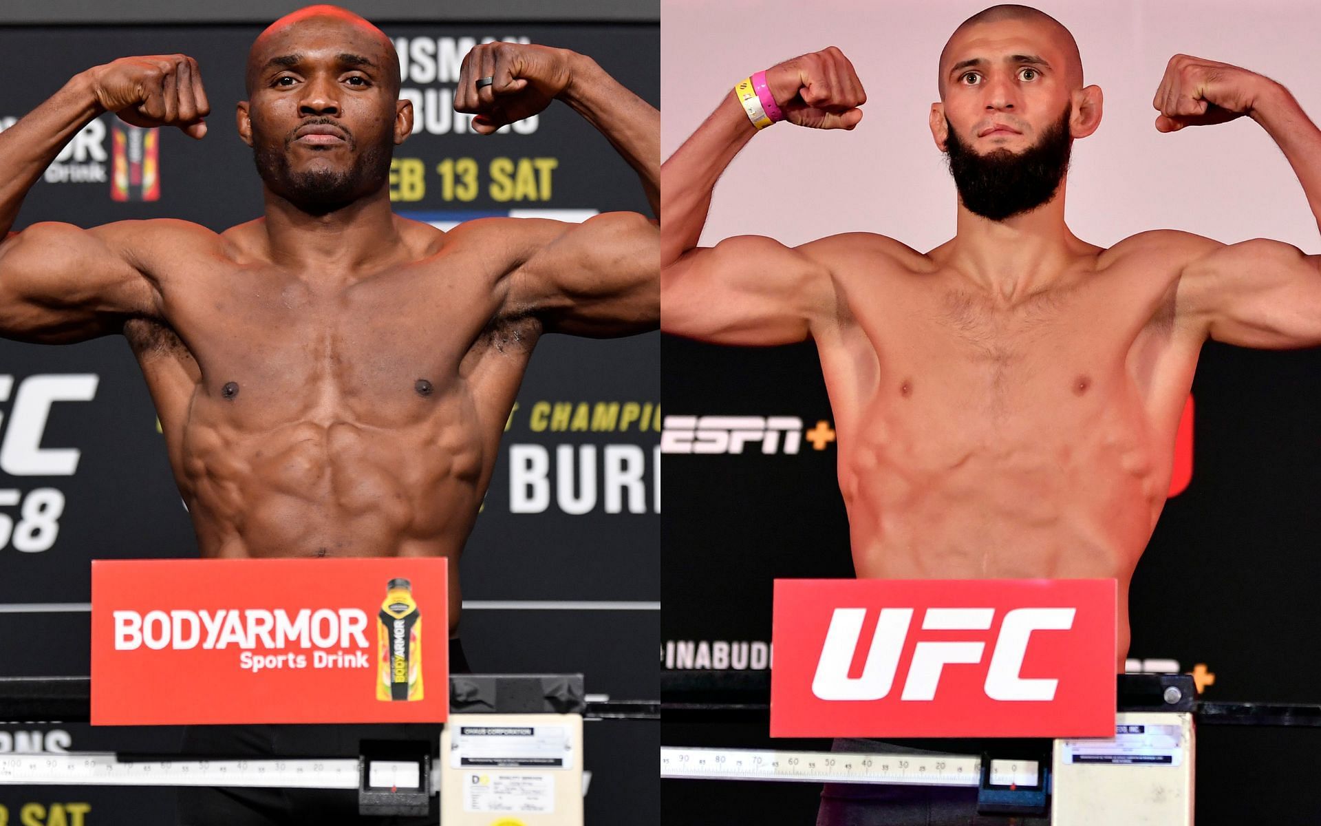 Kamaru Usman (left), Khamzat Chimaev (right)