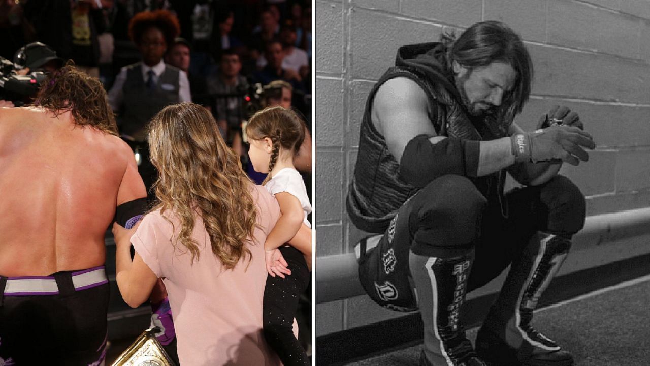 Styles with his family (left); Styles in a backstage area (right)