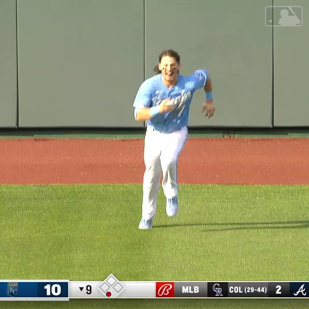 Kansas City Royals fans react to Bobby Witt Jr. running into the outfield  to retrieve Samad Taylor's first career hit For the love of the game