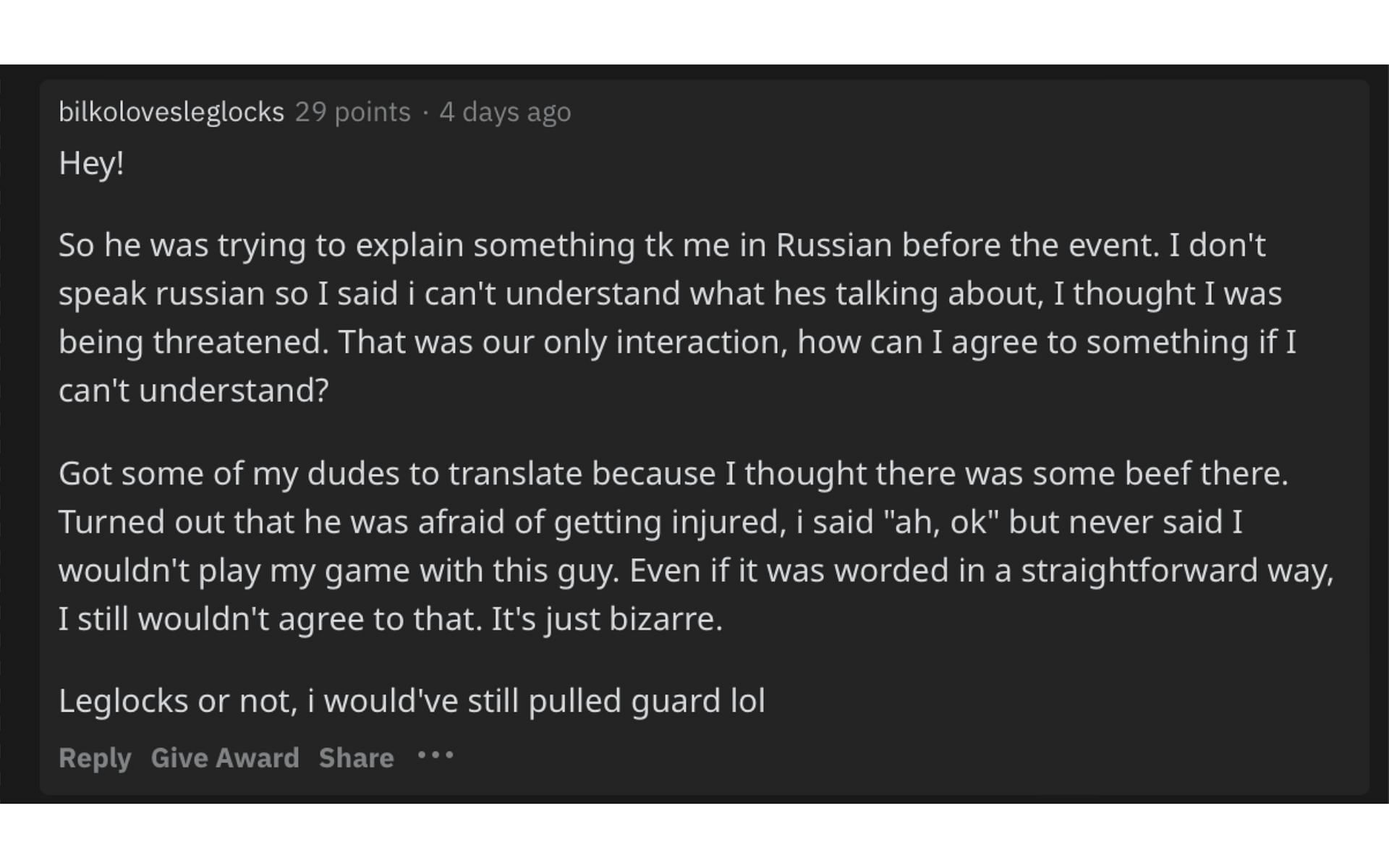 Statement by Jakub Bilko on Reddit [Image courtesy: www.reddit.com]