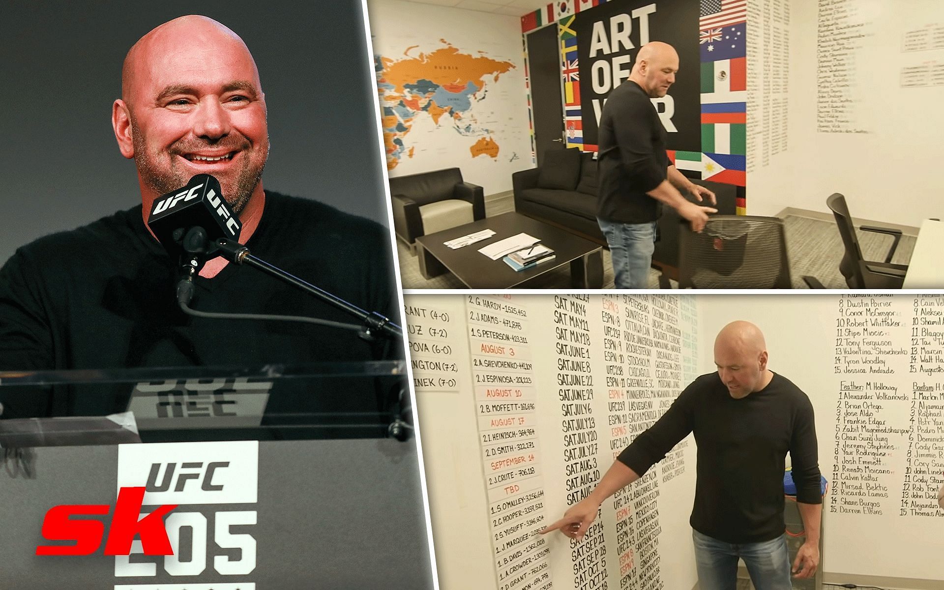 Dana White (left) and UFC War Room (right) [Image credits: Getty Images and @BarstoolSports on Youtube] 