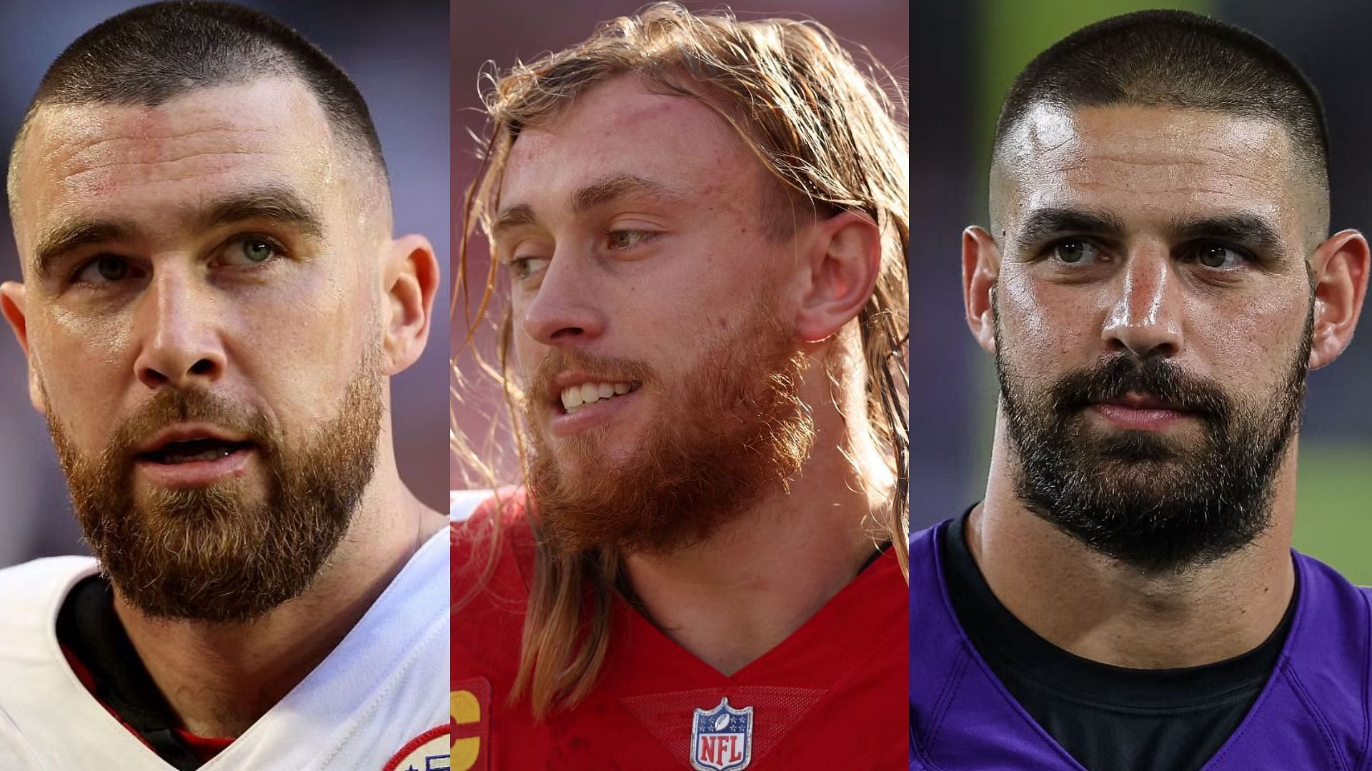NFL tight ends Travis Kelce, George Kittle, and Mark Andrews