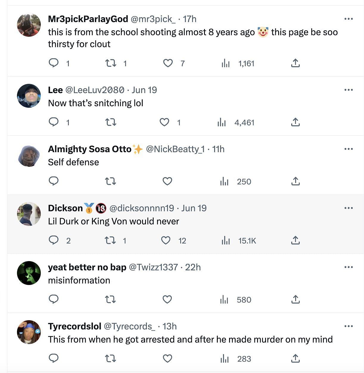 Social media users comment below various Twitter accounts sharing an old video of the rapper with claims of it being related to his double-murder case. (Image via Twitter)