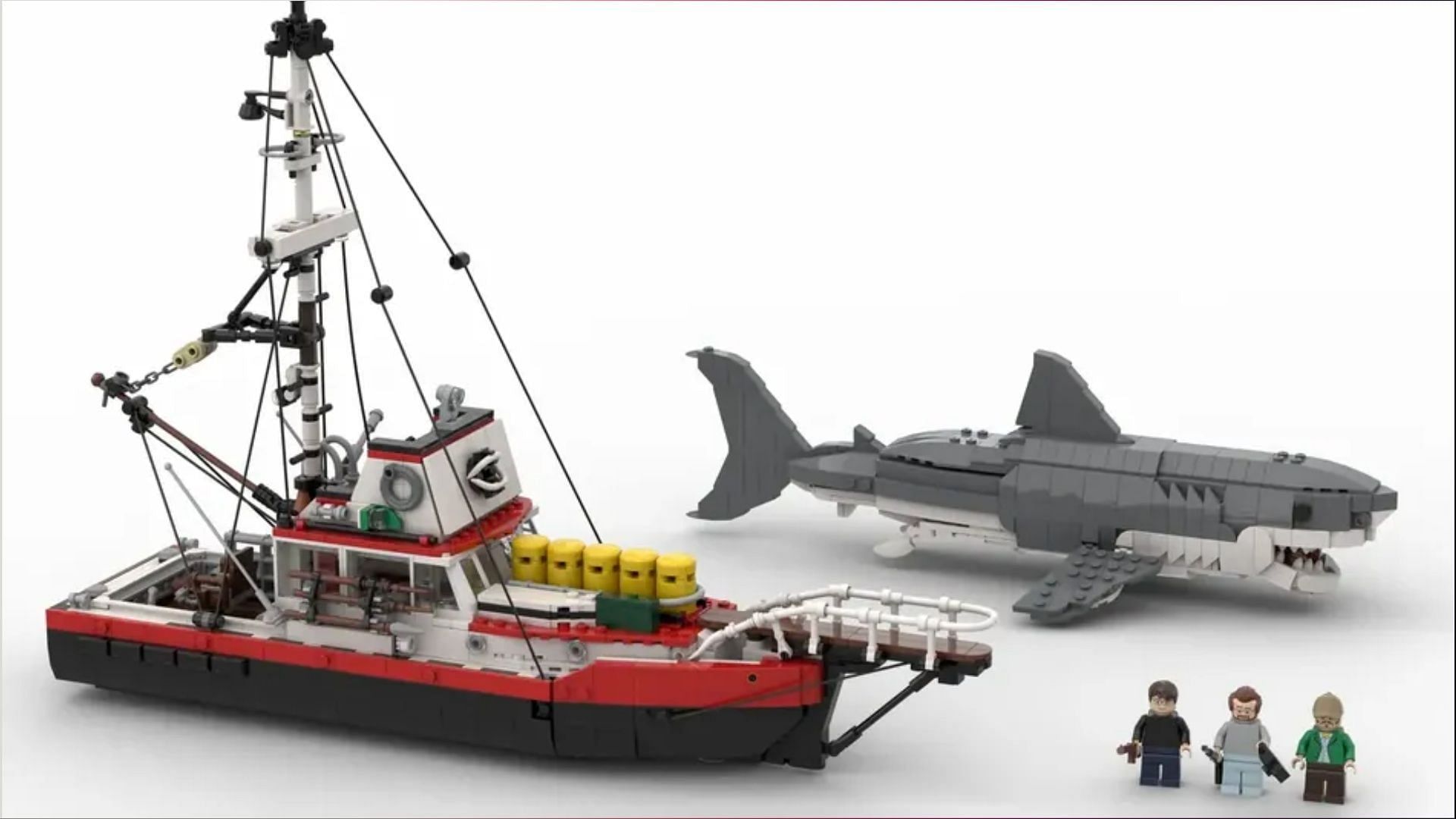 The LEGO Jaws set by fan-designer Jonny Campbell was approved along with a Cat set during the LEGO Ideas 2022 review (Image via LEGO Ideas)