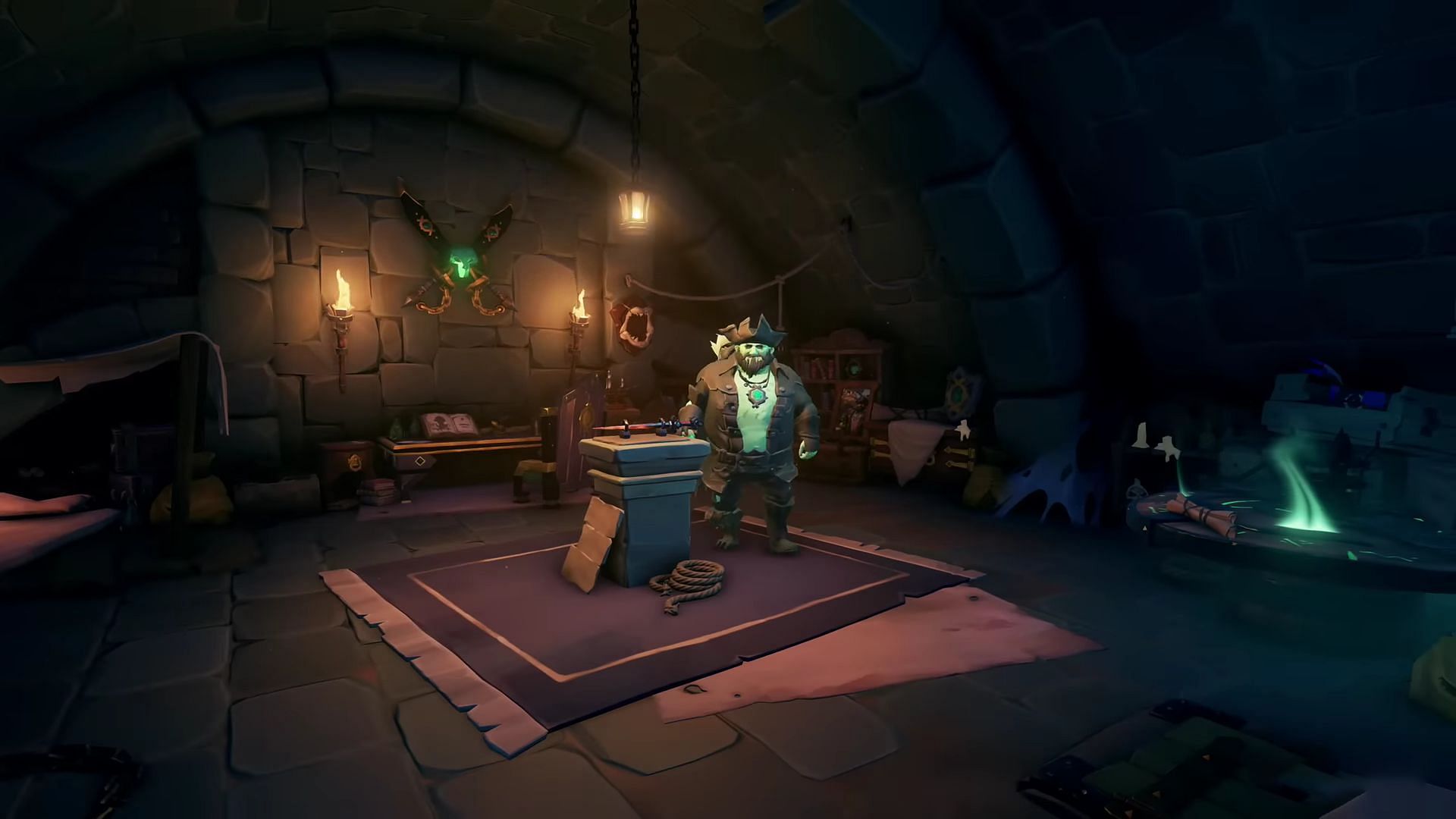 Meet the Pirate Lord in the hideout in Sea of Thieves (Image via Rare)