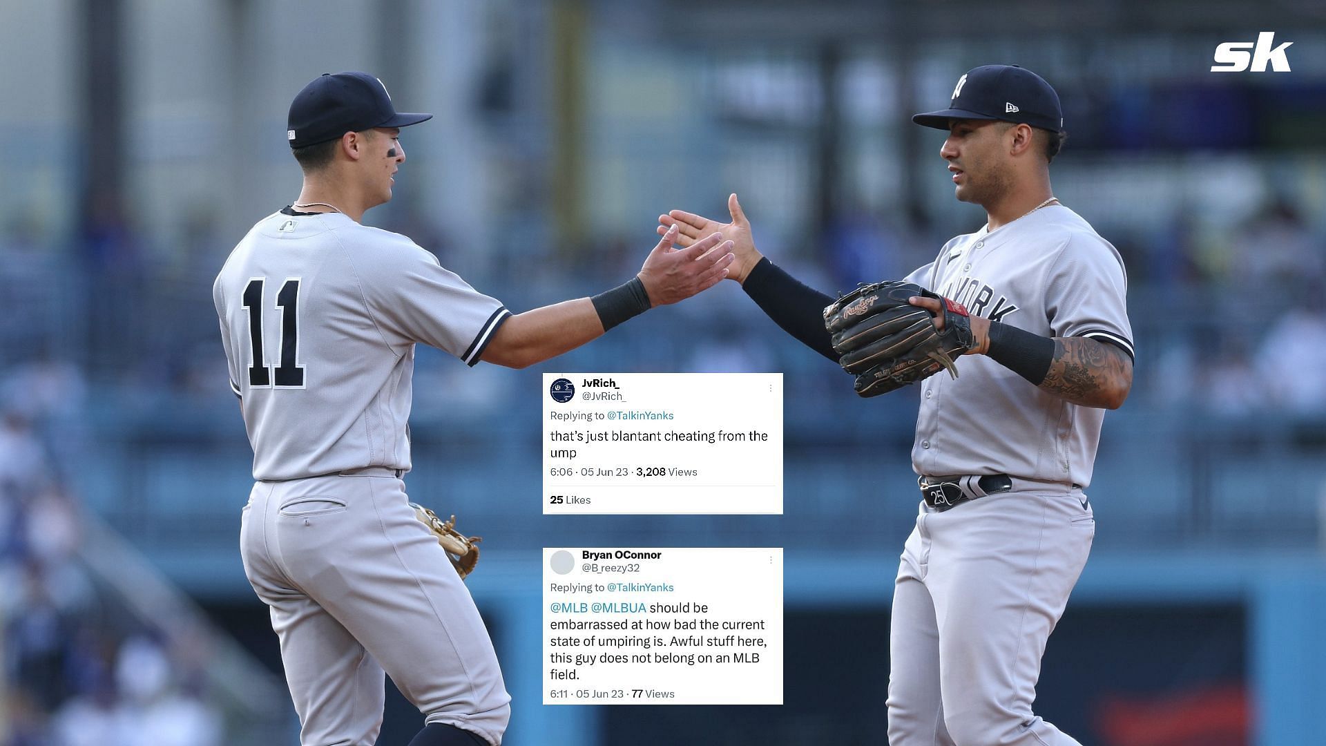 New York Yankees celebrate after 4-1 win over the Los Angeles Dodgers