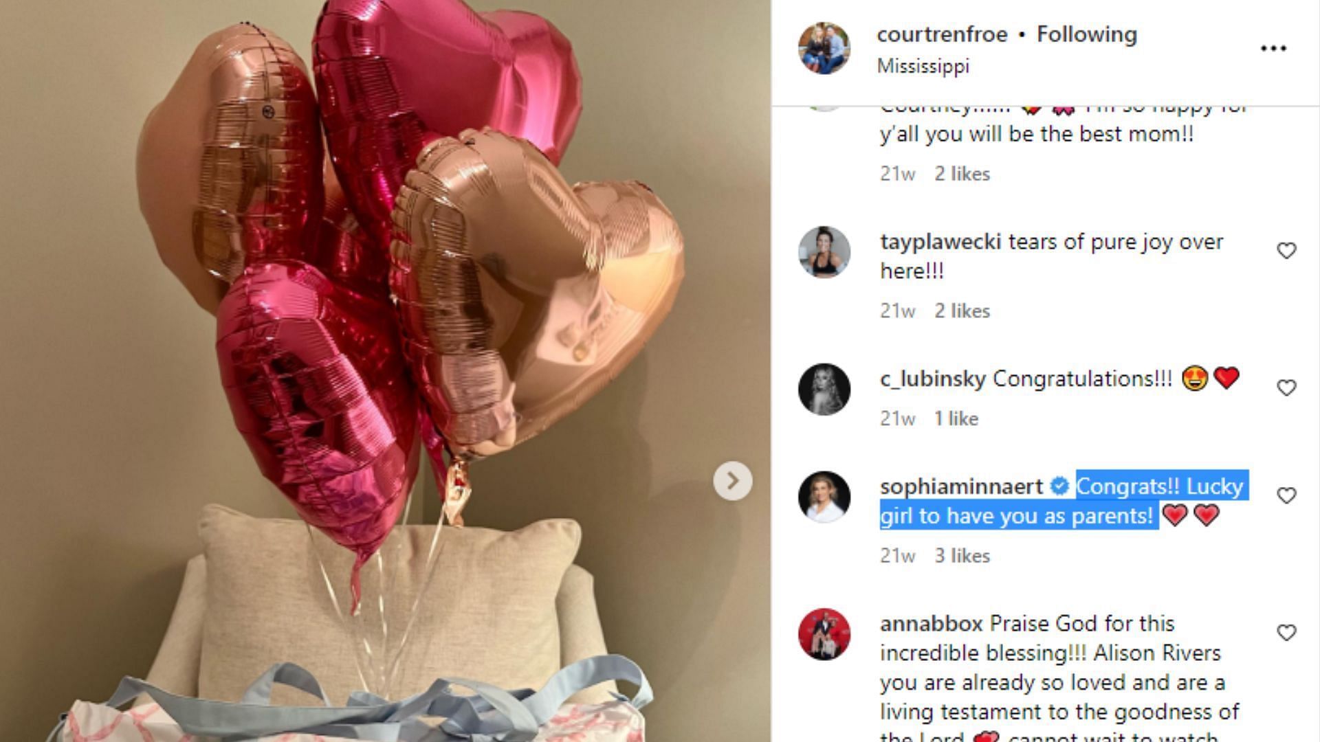 Instagram post of Courtney Renfroe