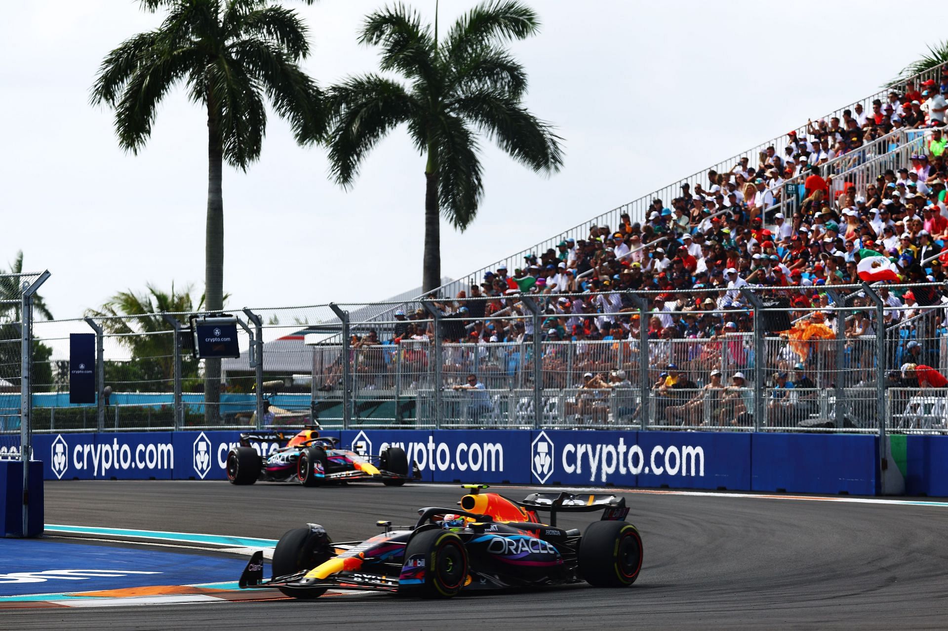 Max Verstappen and Sergio Perez at the Miami GP (Photo by Mark Thompson/Getty Images)