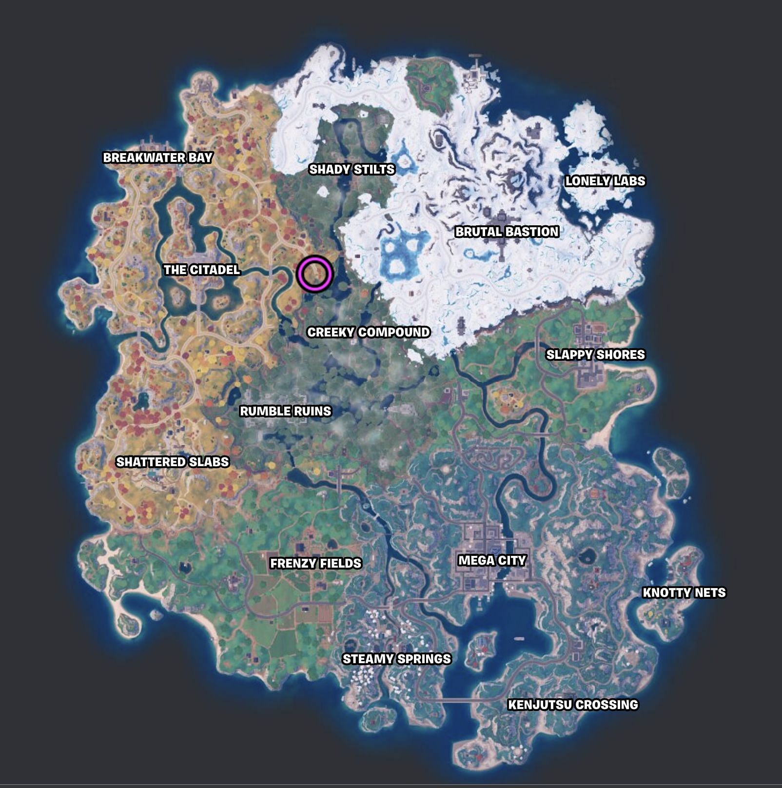 The chalice is at this location on your map (Image via Fortnite.GG)