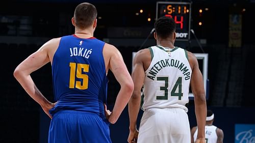 NBA superstars Nikola Jokic and Giannis Antetokounmpo