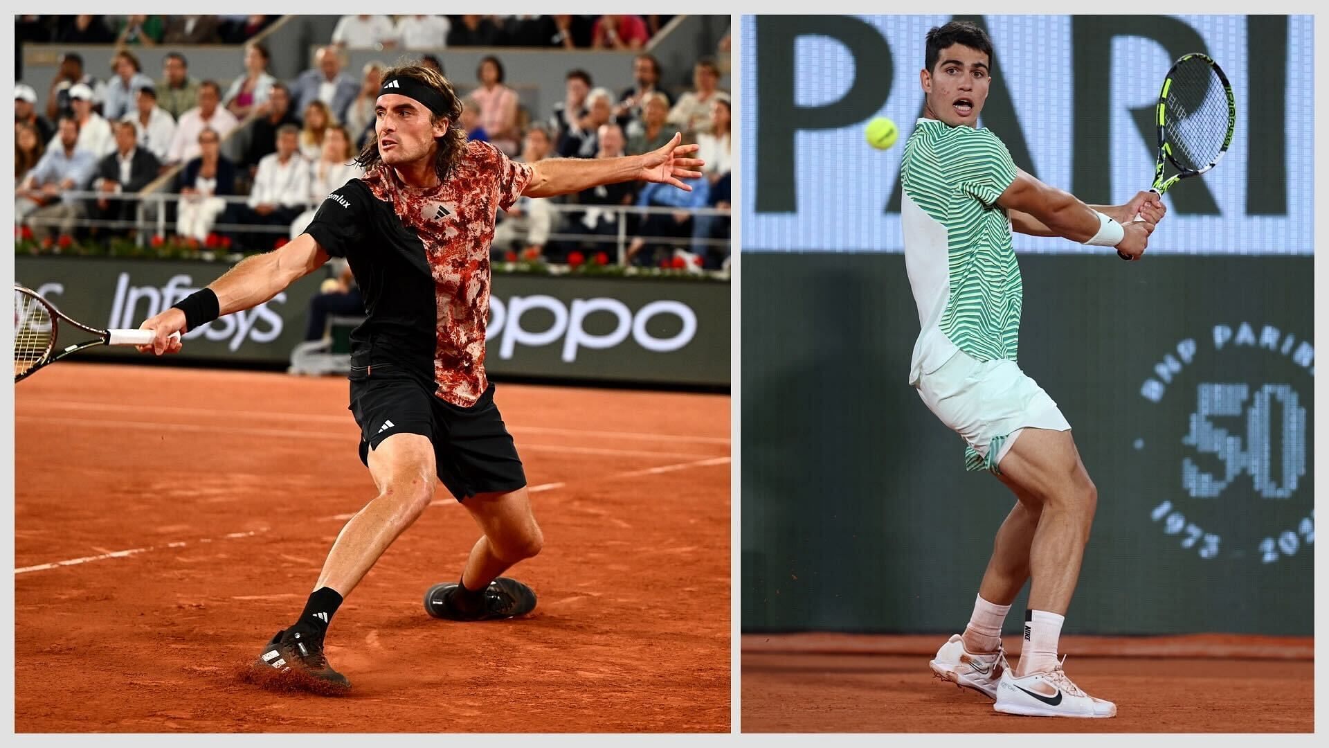 Carlos Alcaraz (right) had a crushing win over Stefanos Tsitsipas in the quarterfinal on Tuesday.