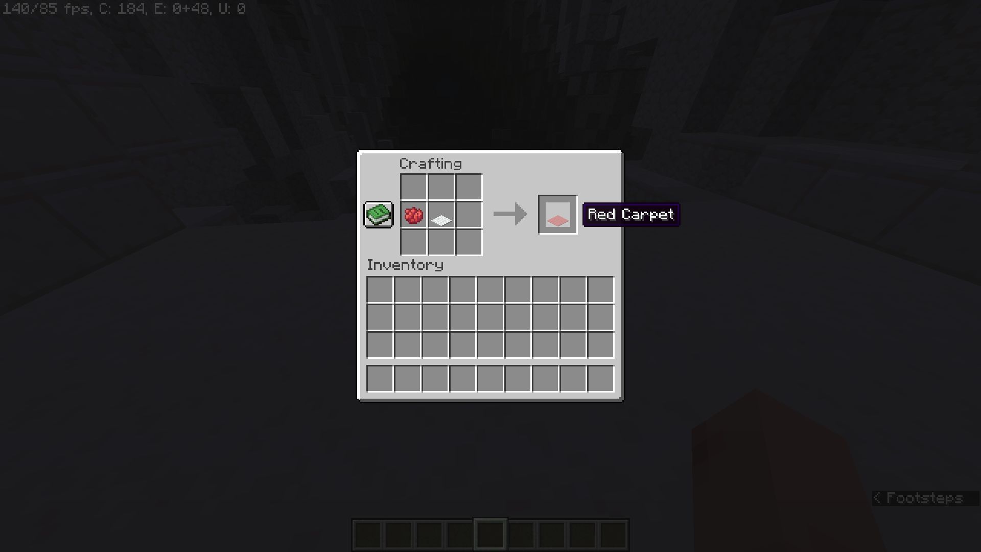 One red dye combined with a white carpet gives a single red carpet (Image via Mojang)