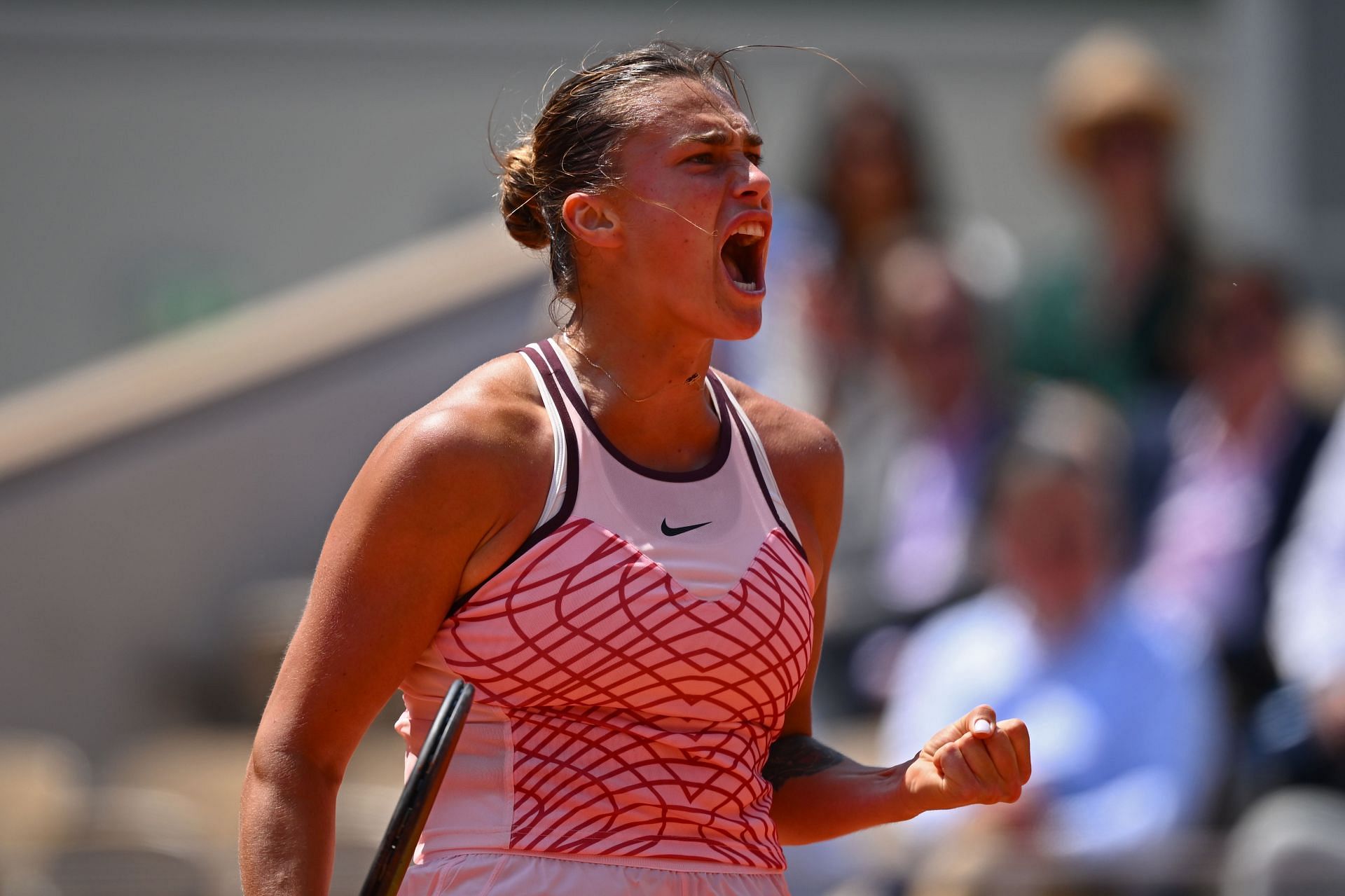 Aryna Sabalenka in action at the 2023 French Open - Day Ten.
