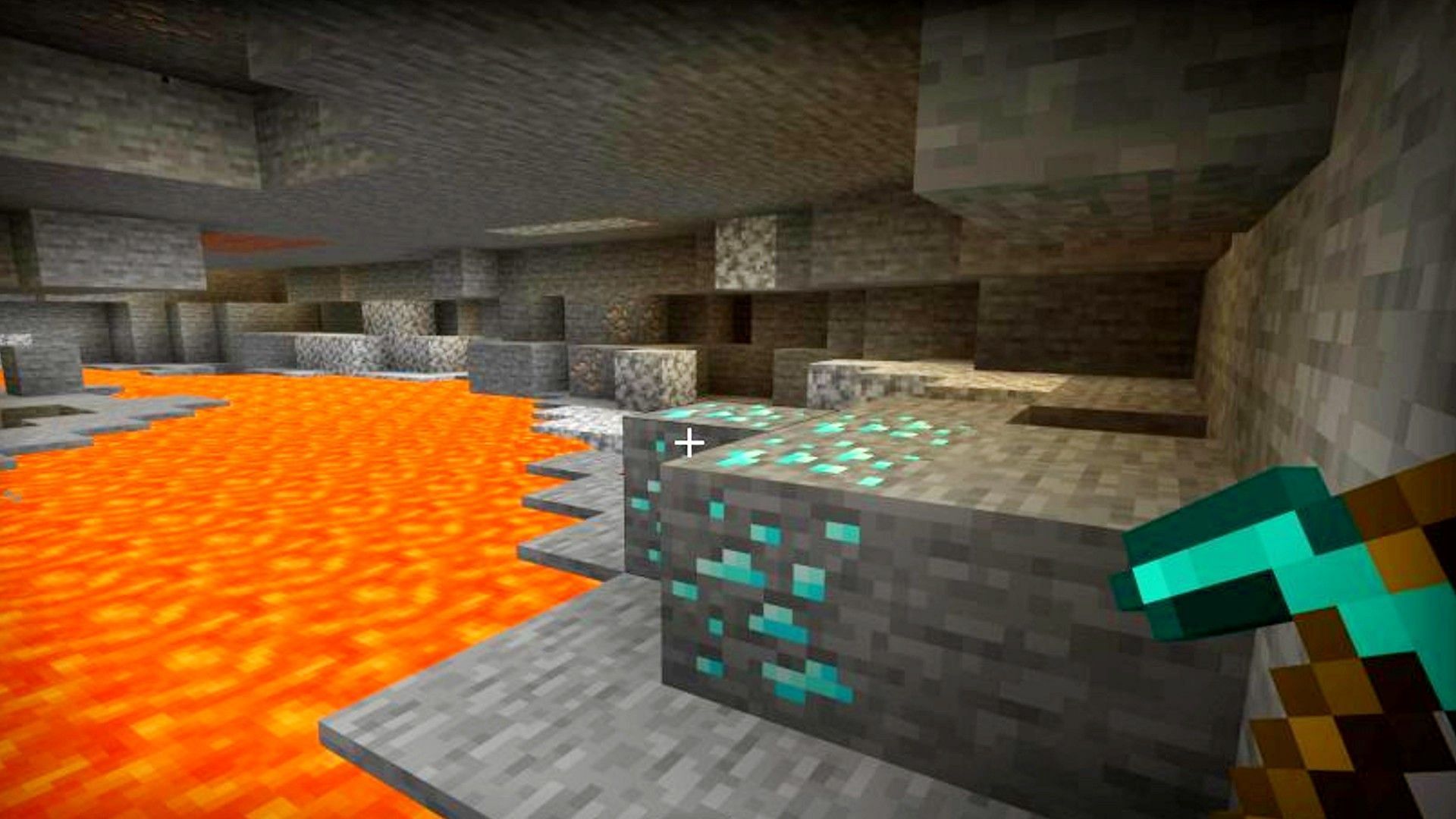 Diamonds are common deep below the surface in Minecraft (Image via Mojang)