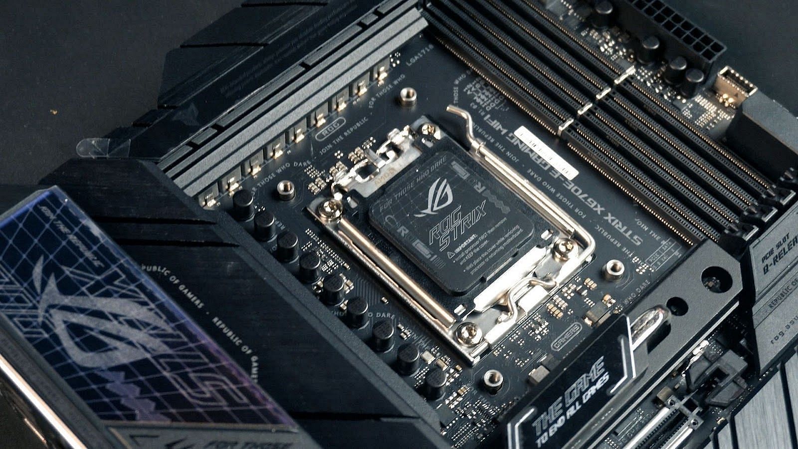 The AM5 socket on the ASUS ROG Strix X670E-E motherboard (Image via Sportskeeda)