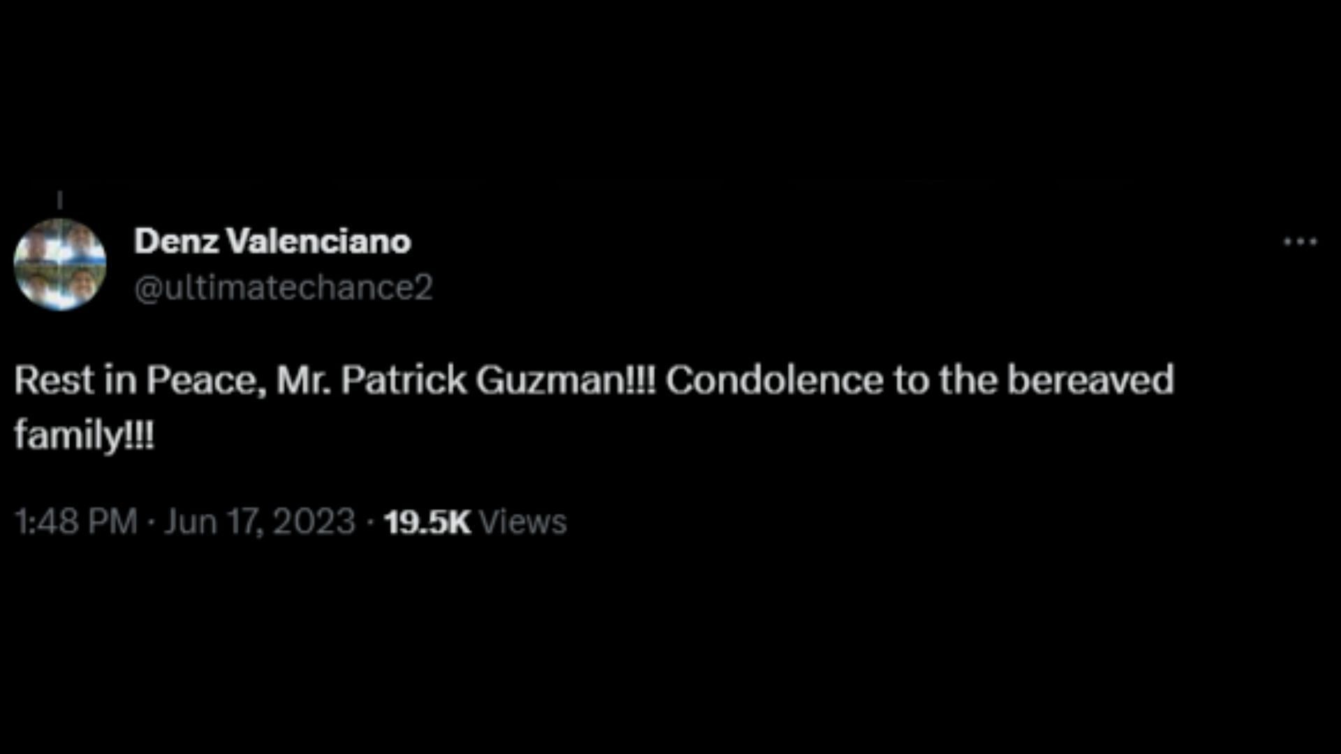 Screenshot of a Twitter user remembering Guzman. (Photo via @inquirerdotnet/Twitter)