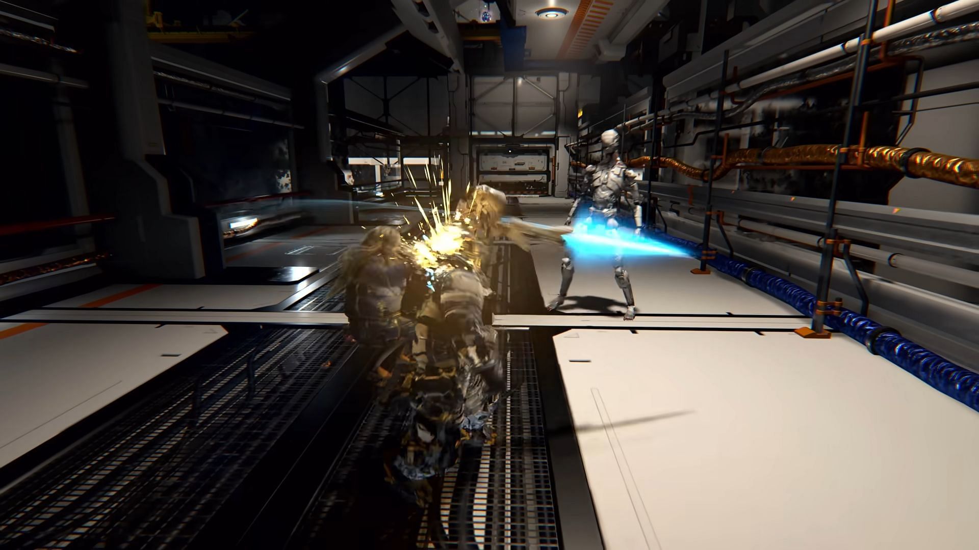 Furious combat against robotic enemies (Image via Capcom)