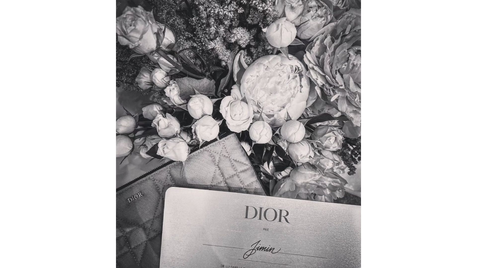 DIOR&#039;s invitation to Jimin for their Paris show (image via Instagram/@j.m)