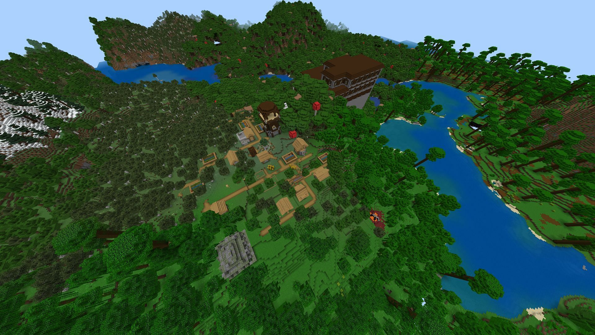 Five structures right near this seed&#039;s spawn should provide Minecraft players with loot opportunities (Image via Mojang)