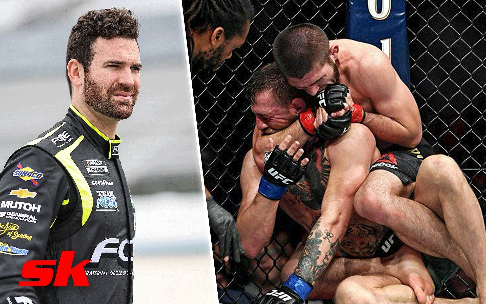 NASCAR star Corey LaJoie talks about McGregor Forever [Images via: @11AliveNews on Twitter]