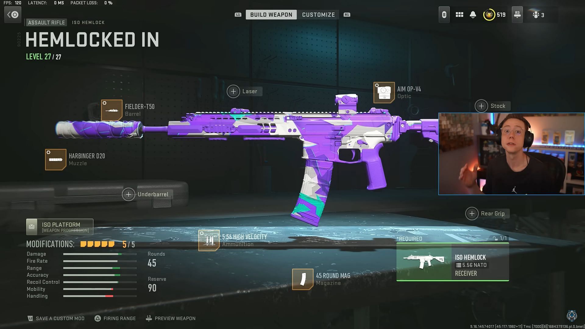 ISO Hemlock loadout in Warzone 2 (Image via YouTube/WhosImmortal)