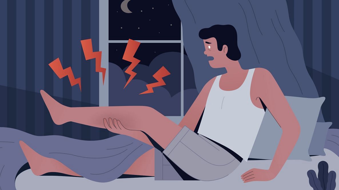 Nocturnal leg cramps, also referred to as nighttime leg cramps, are a prevalent phenomenon that impacts individuals across all age groups. (Image via Oqvector/Shutterstock)